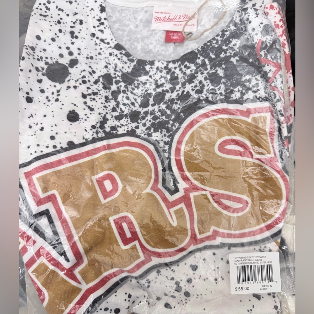 Mitchell & Ness 49 ers Graphic T-Shirt - White and Gold